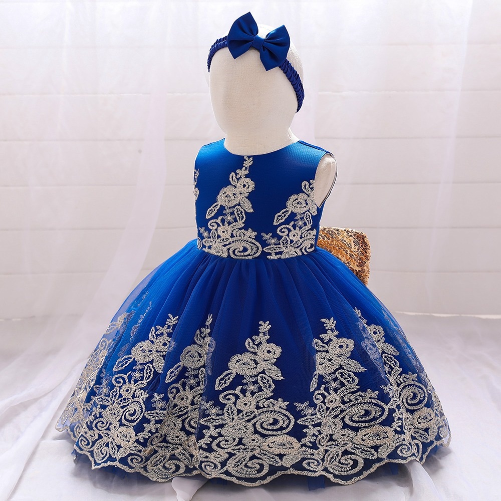 Luxury Royal blue lace sparkly bow wedding birthday dress 5009 - Picture 2 of 11